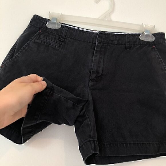 TOMMY HILFIGER Solid Black 100% Cotton Five Pocket Chino Shorts 4 in 4" In sz 4 - Picture 2 of 6